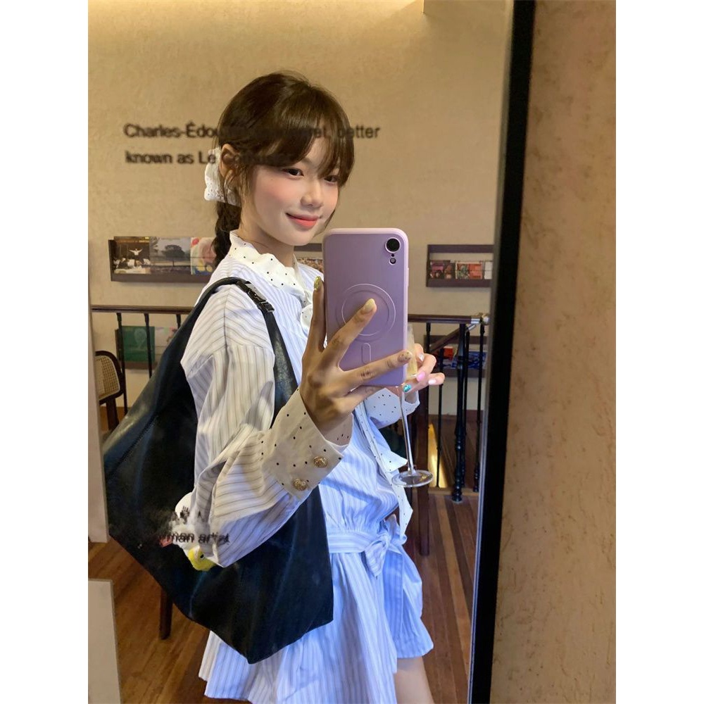 Korean Sweet School Style Stri - огляд і ціна Korean Style A Line Shirt Dress