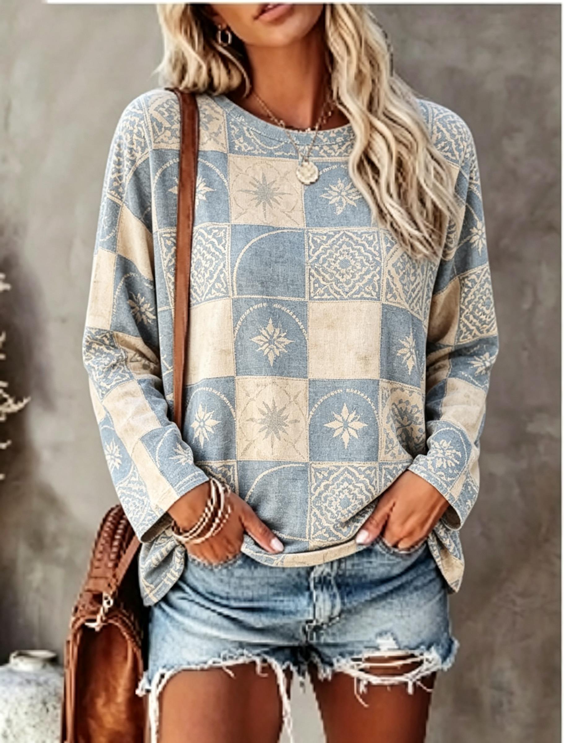 Women Long Sleeve T Shirt Gree - огляд і ціна Blouses