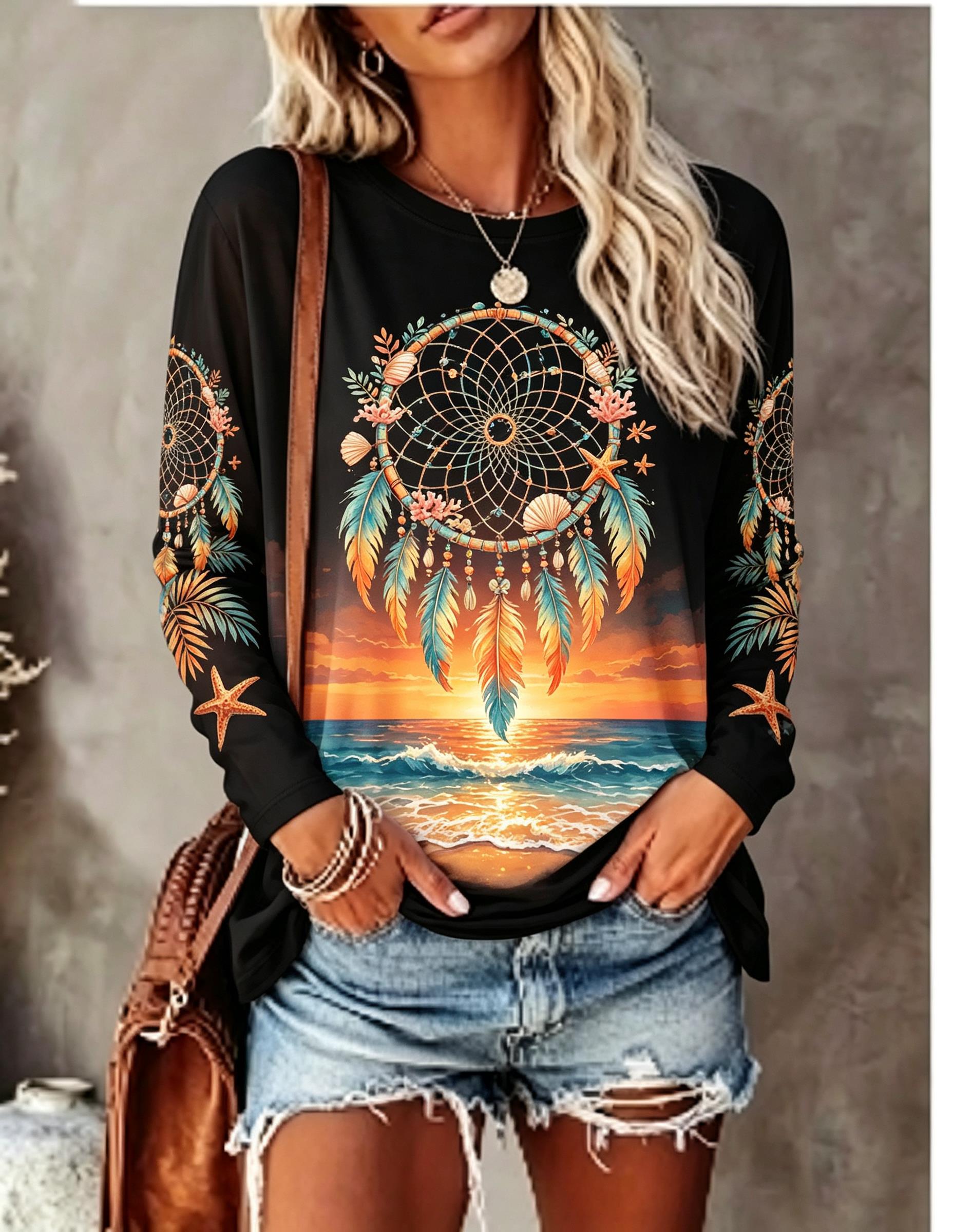 Women's Crew Neck Long Sleeve  - огляд і ціна Blouses