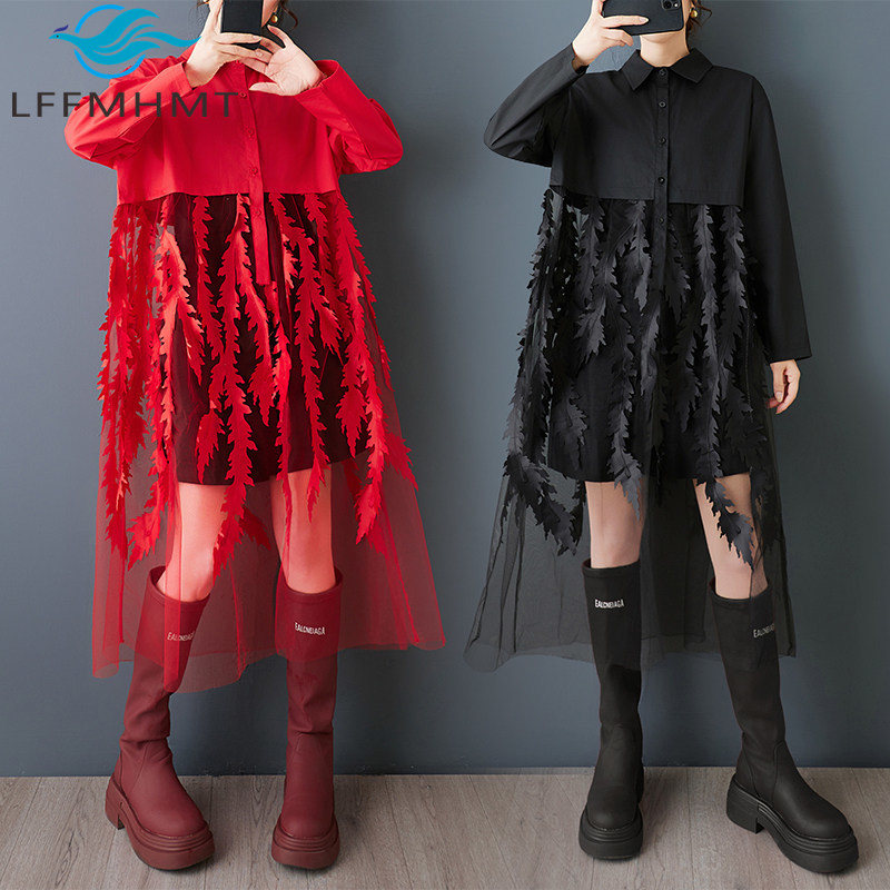 Spring New Loose Floral Print  - огляд і ціна Korean Style A Line Shirt Dress
