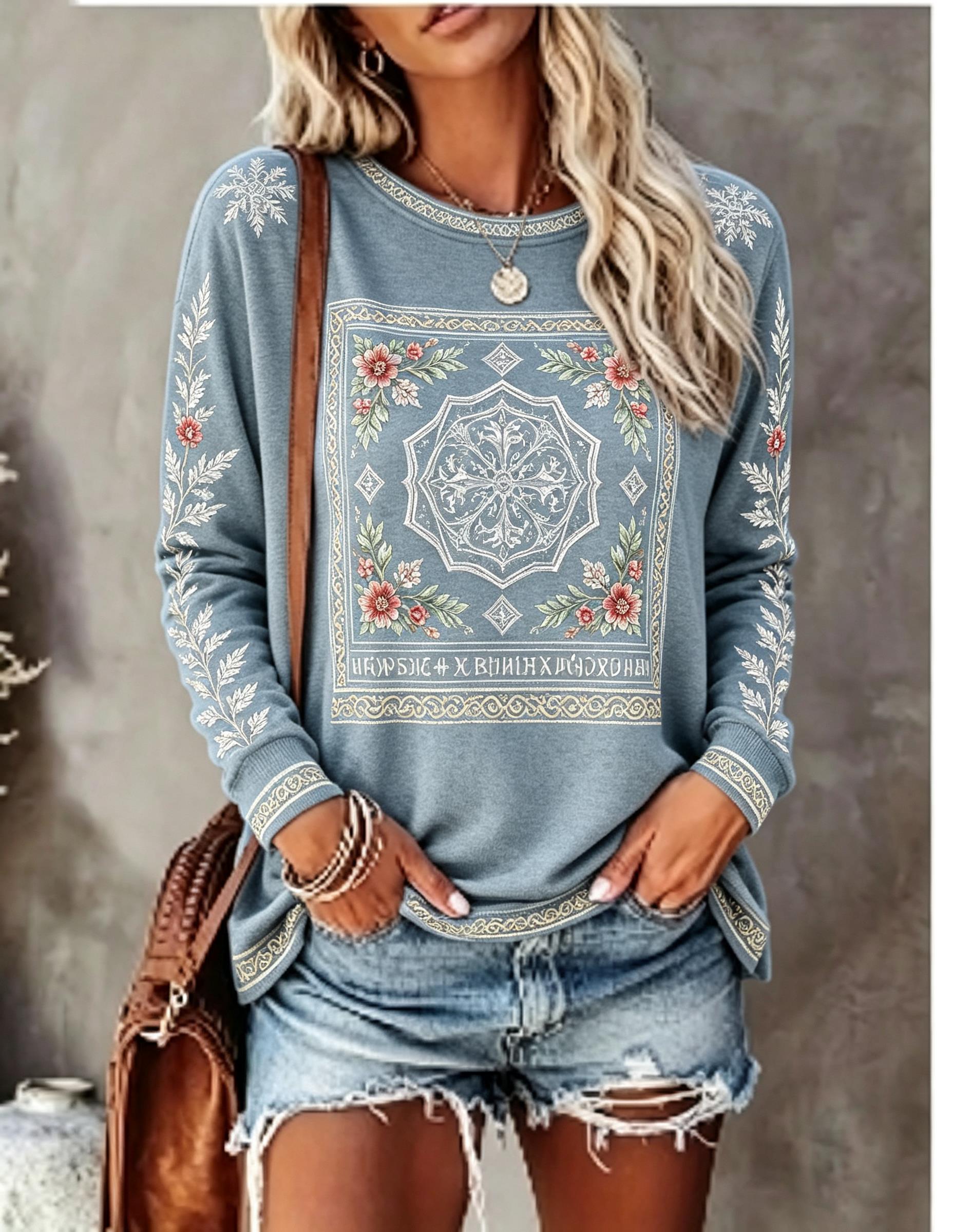 Women Crew Neck Long Sleeve T‑ - огляд і ціна Blouses