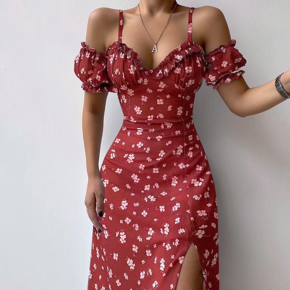 Women Summer Floral Dress Fren - огляд і ціна French Vintage Floral Midi Dress