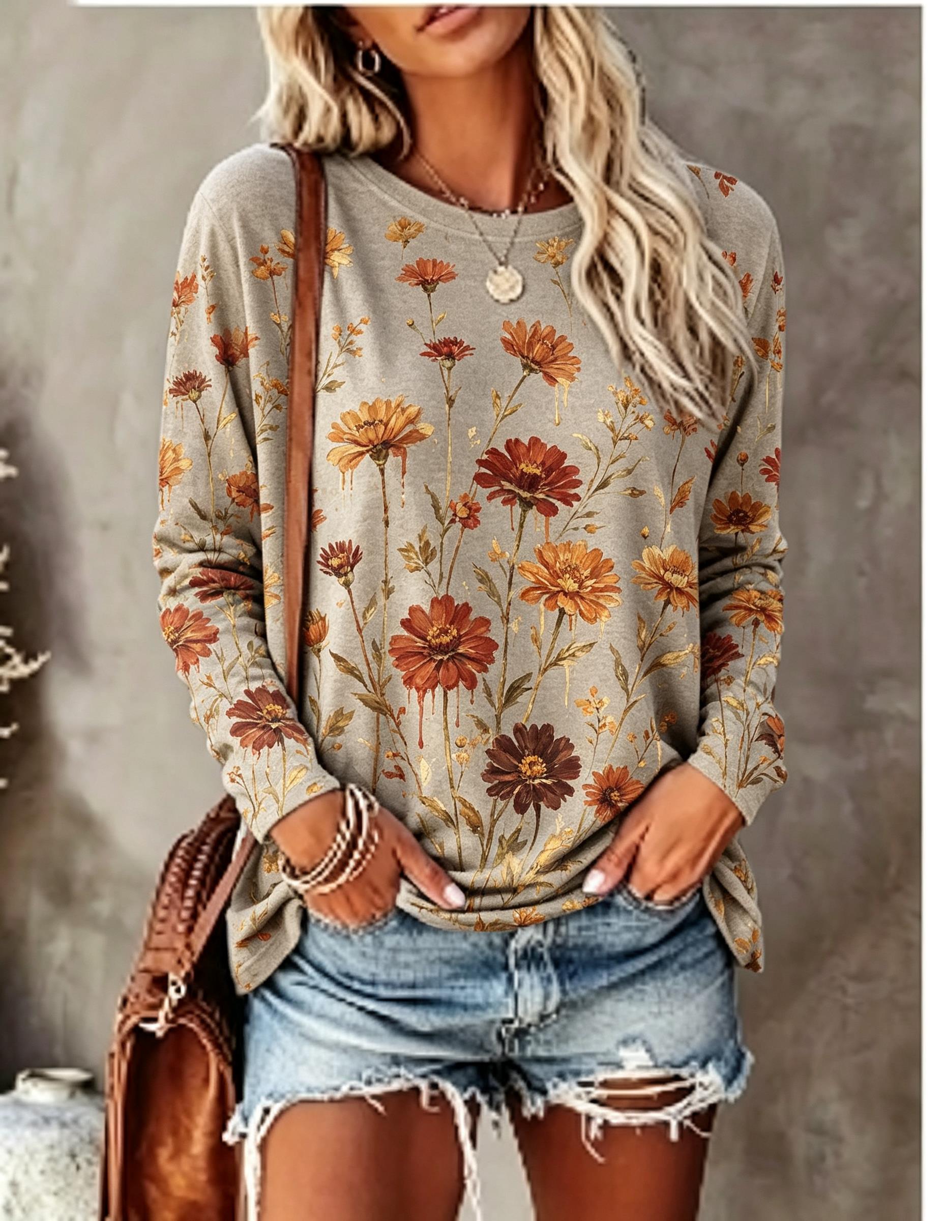 Women Long Sleeve T‑Shirt Oil  - огляд і ціна Blouses