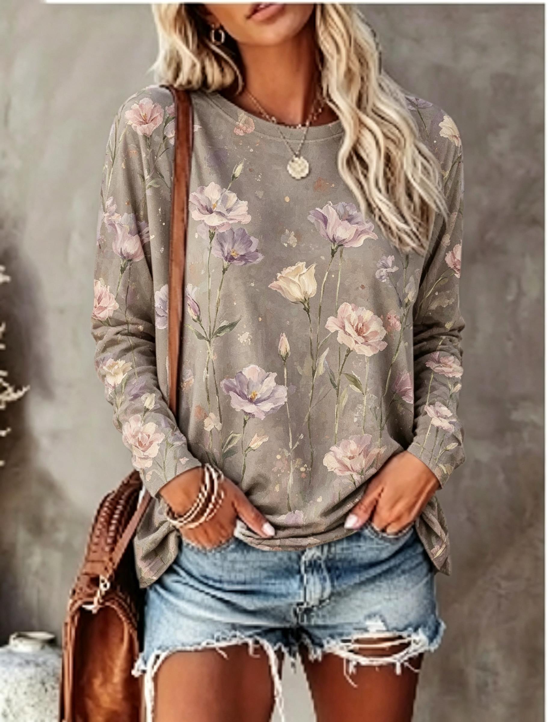 Women Long Sleeve T‑Shirt Oil  - огляд і ціна Blouses