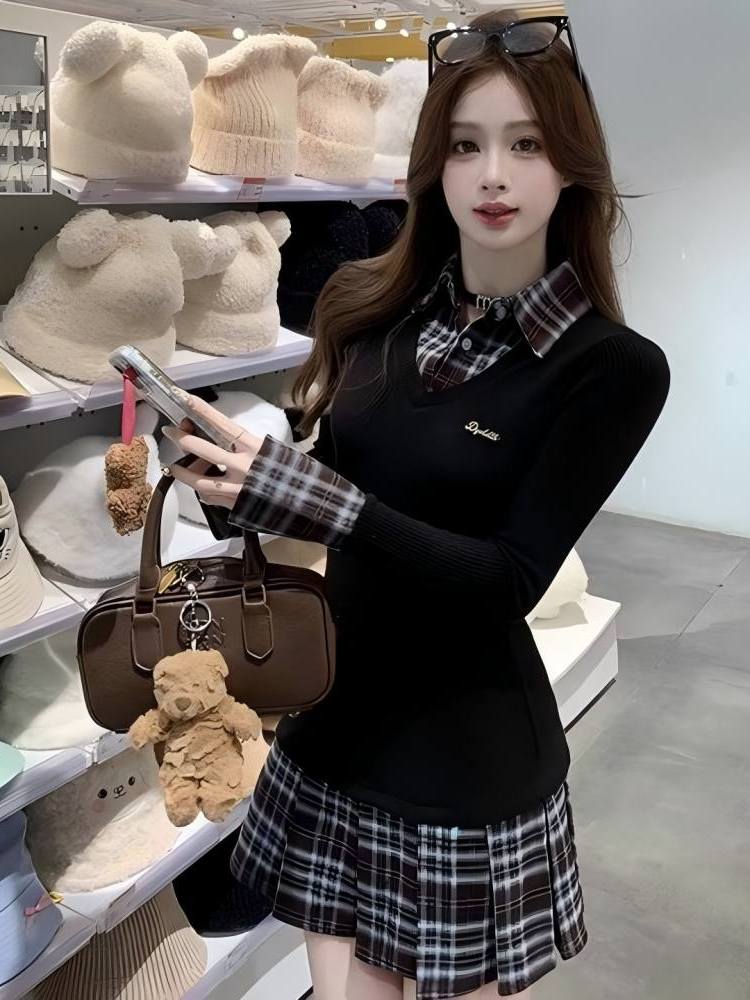 Korean Style Slim Fit  Collar  - огляд і ціна Korean Style A Line Shirt Dress