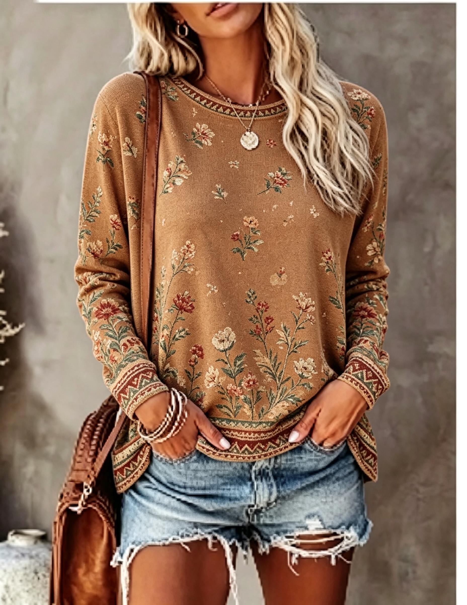 Women Crew Neck Long Sleeve T‑ - огляд і ціна Blouses