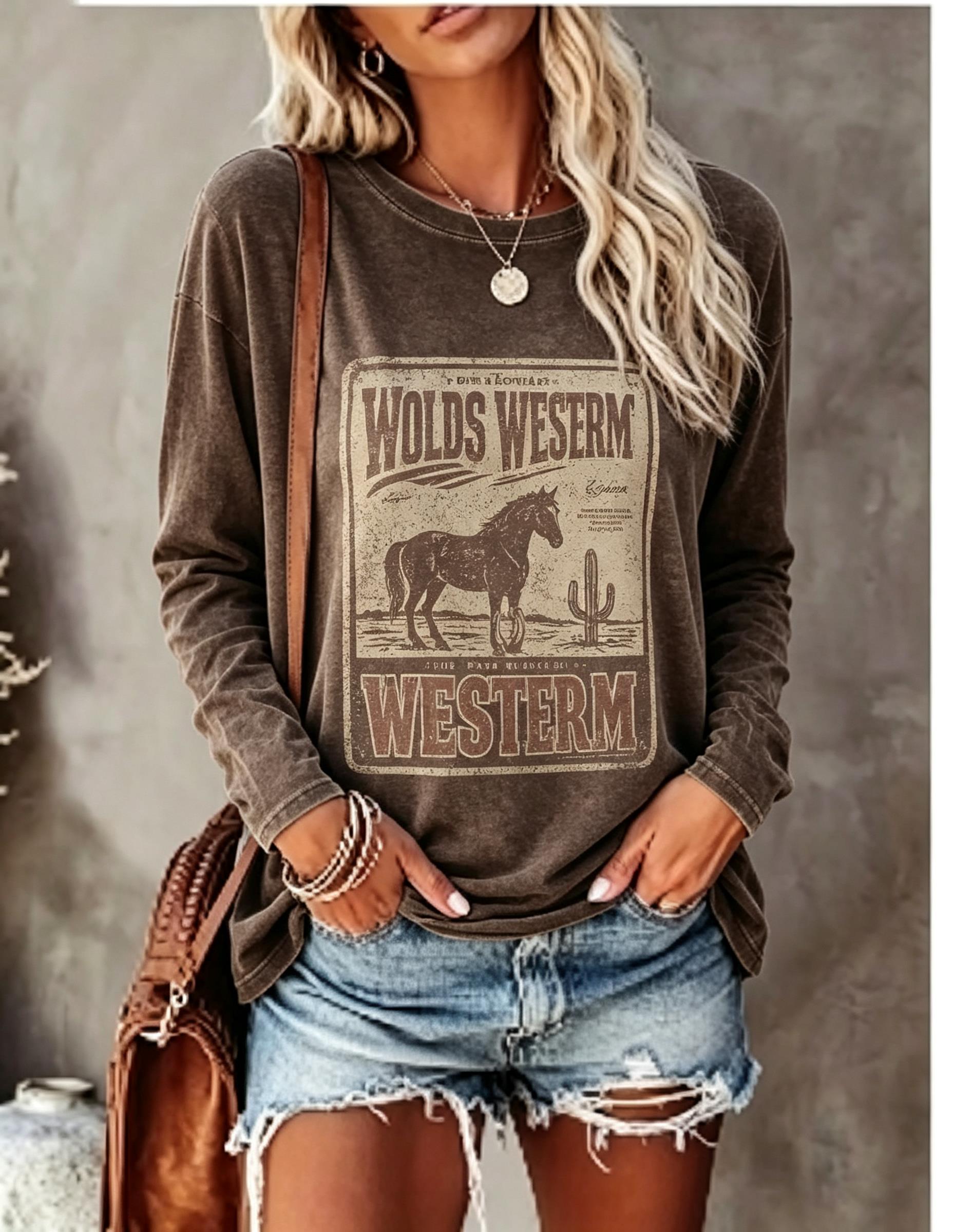 Women Long Sleeve T Shirt Vint - огляд і ціна Blouses