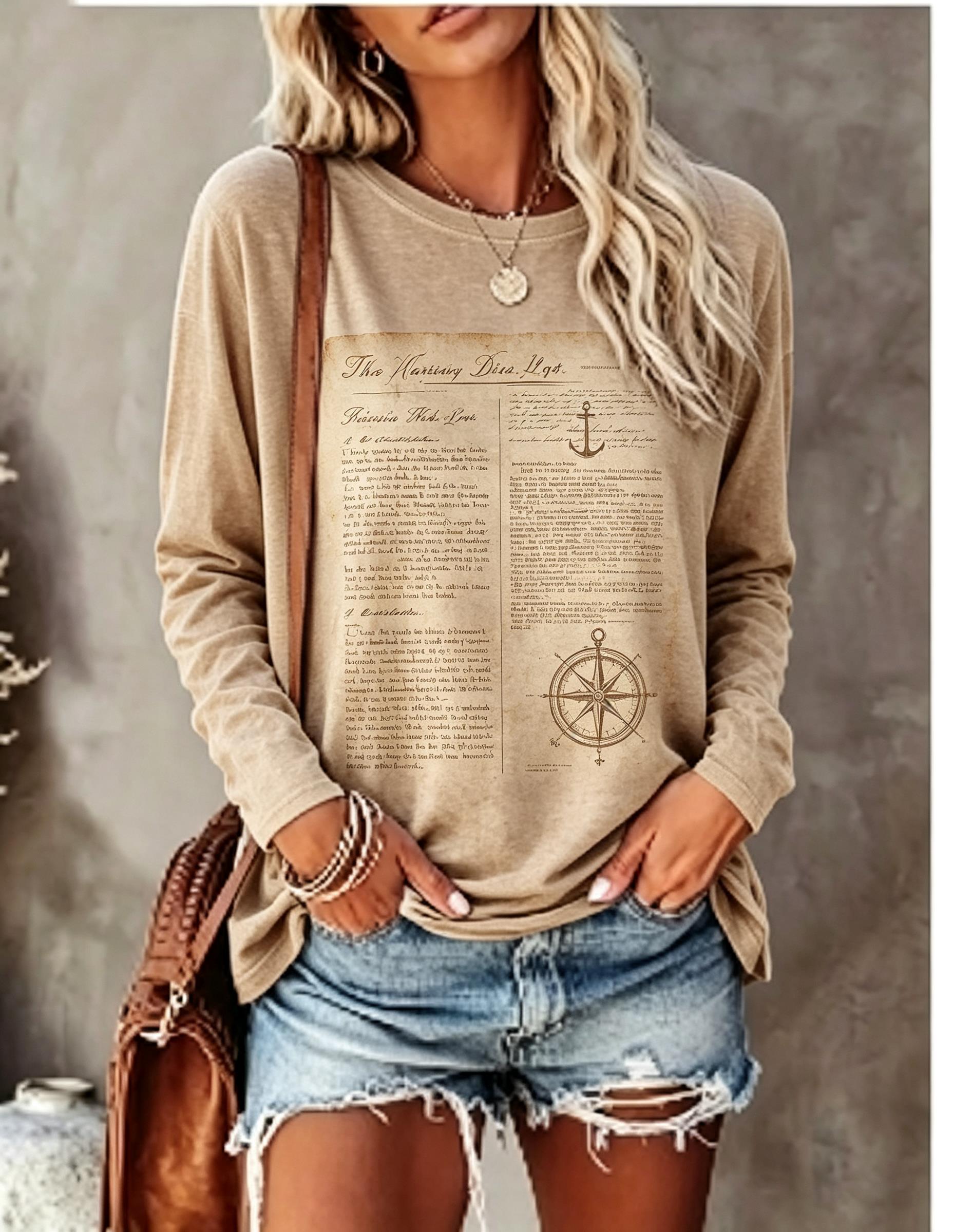Women Long Sleeve T Shirt Vint - огляд і ціна Blouses